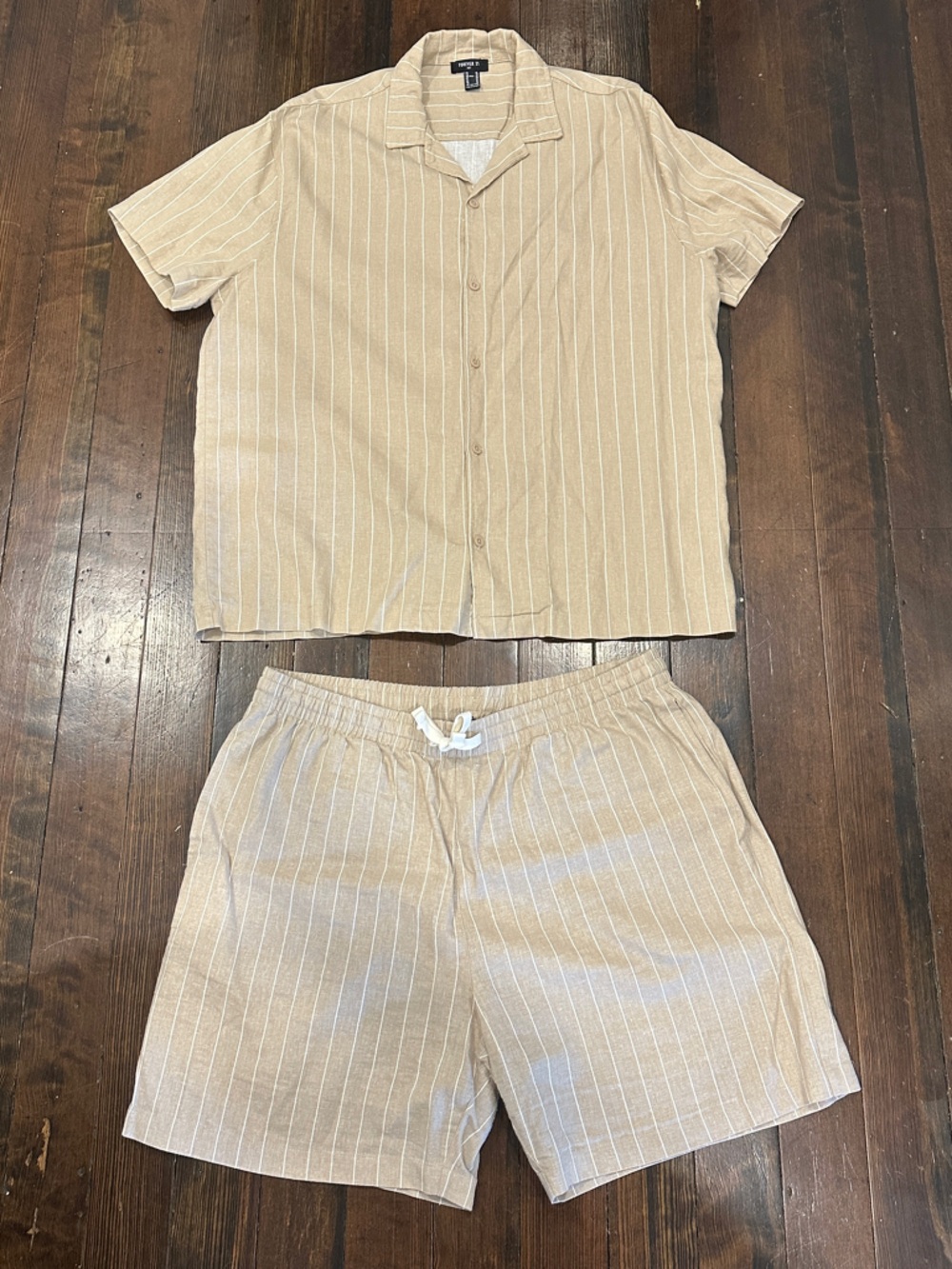 Forever 21 Tan Stripe Matching Set